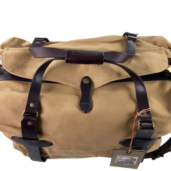 Filson Medium Rugged Twill Duffle Bag Bridle Leather Tan NWT - Picture 2 of 8